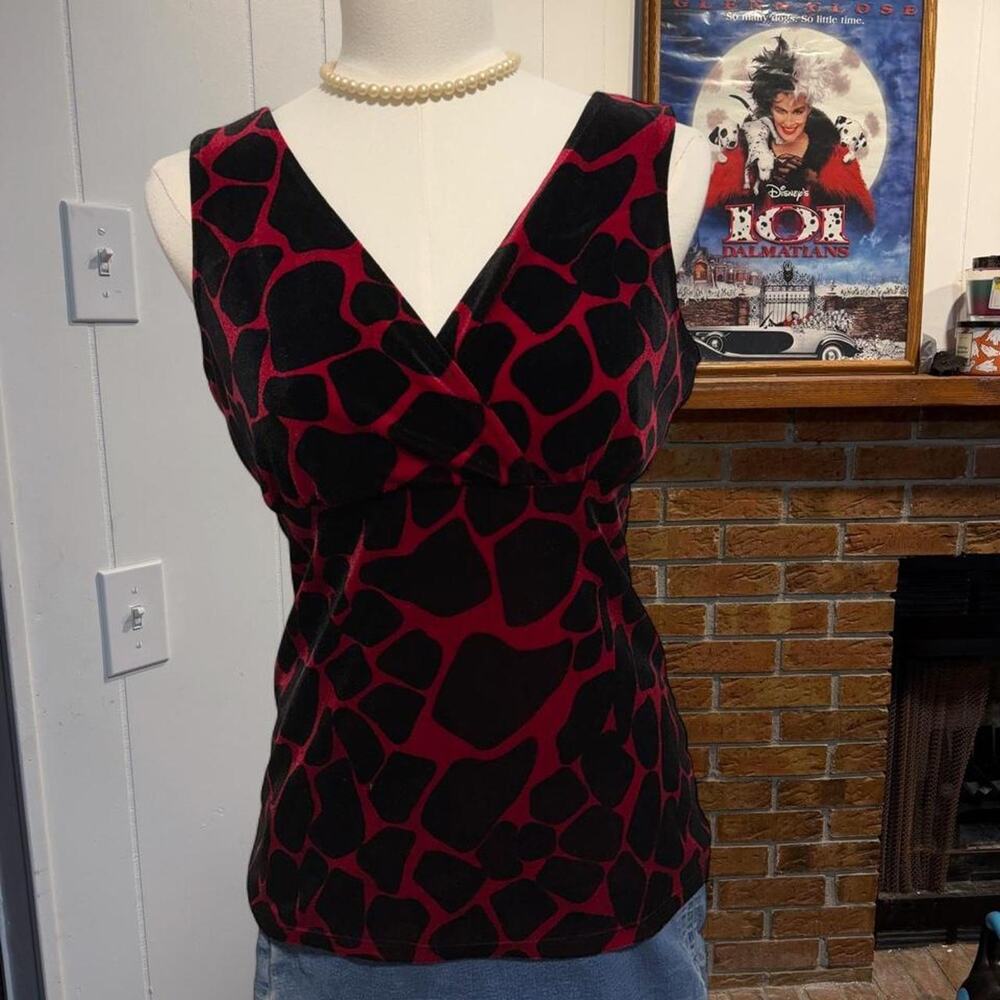 INC Velvet red & black giraffe print tank top size small NWT New with Tag
